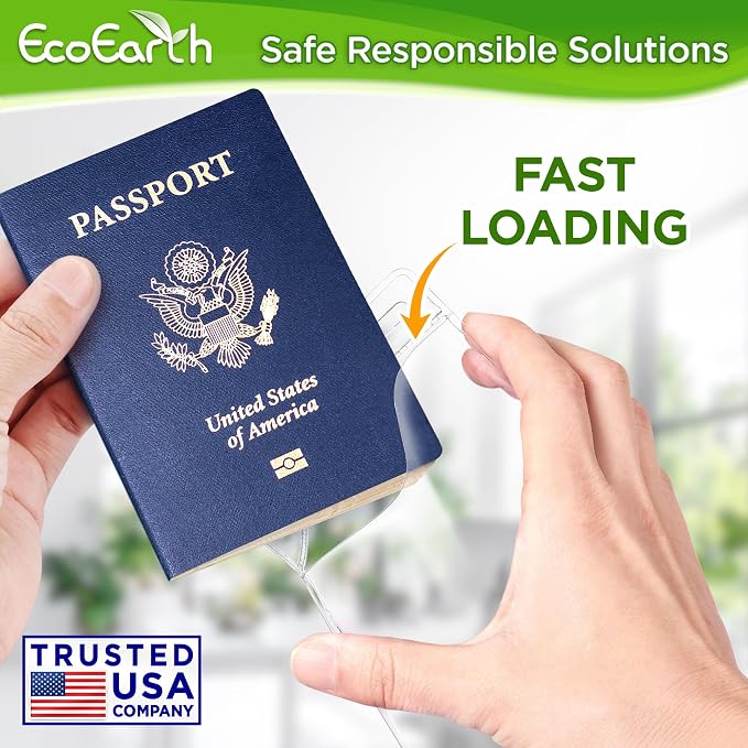 EcoEarth Passport & Identification Card Holders with Soft Edge (Clear, 4x6 Inch, 250 Pack), Extra Large Vertical ID Holder, Zipperless Plastic Name Badge Holders