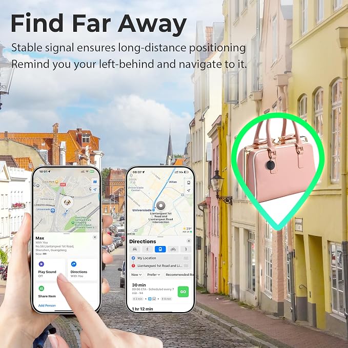 Tracker Tags- 4 Pack, Bluetooth Trackers Works with Apple Find My APP (iOS Only), 92 dB Sound, Replaceable Battery, Smart Tracking Tag Keys Finder and Item Locator for Keys, Bags, Luggage, Wallet, etc
