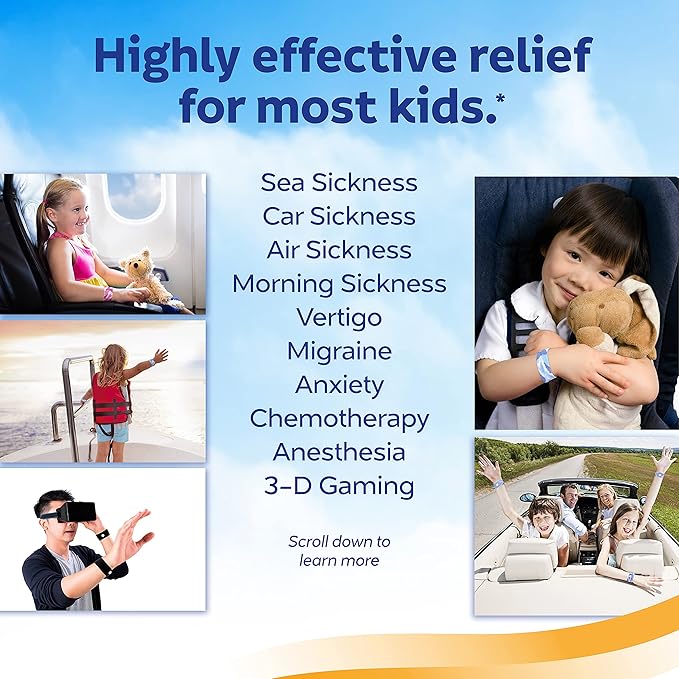 Sea-Band Anti-Nausea Acupressure Wristband for Motion & Morning Sickness, Child, Color May Vary