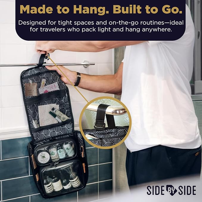 Slim Toiletry Bag for Travel – Flat Hanging Dopp Kit for Men, TSA-Approved Shaving Organizer with Leak-Proof Detachable Pouches, Waterproof & Compact, Gift-Ready