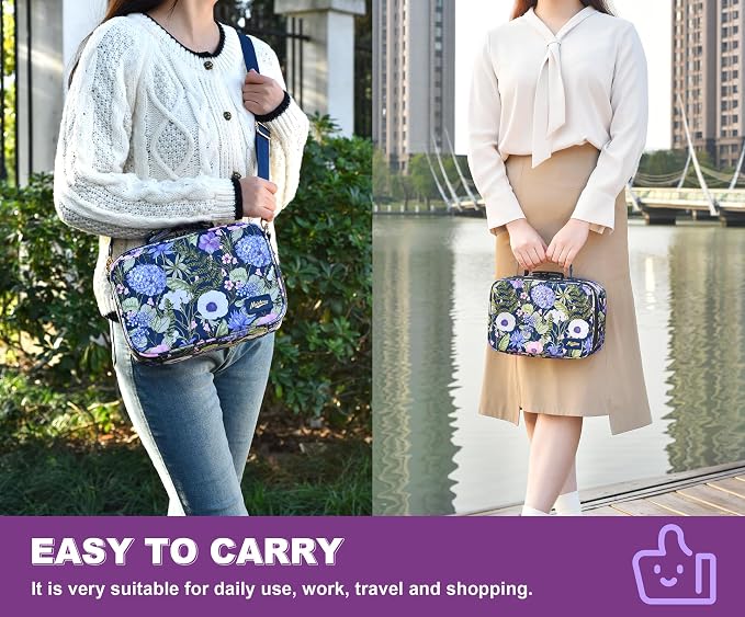 Storage Bag with Combination Lock and 10 Accessories, Travel Medicine Storage Lock Box, Carbon Lined Sling Pouch, Cosmetic Organizer Container Case, Women, Purple