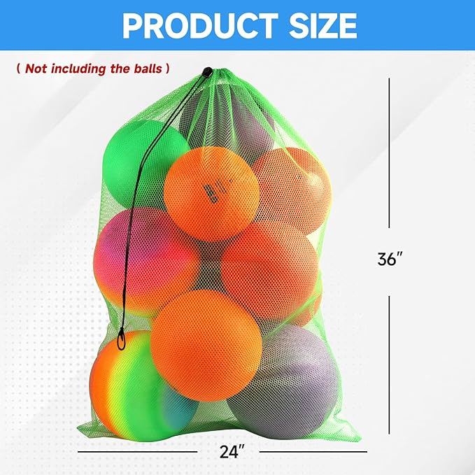 GSE Games & Sports Expert 24x36/30x40 X-Large Mesh Sports Equipment Drawstring Bag for Soccers, Basketballs, Footballs