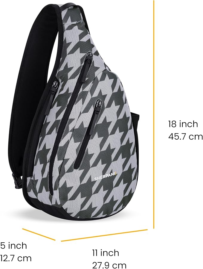 Sherpani Esprit, Anti Theft Sling Bag, Right-Handed Sling Purse, 10L Travel Bag, Crossbody Backpack, Travel Gift, Fits 10 Inch Tablet (Houndstooth)
