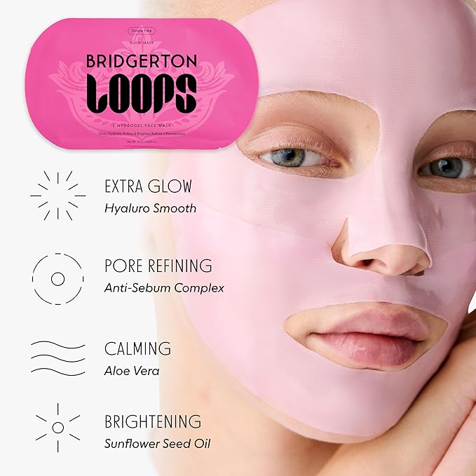 LOOPS Beauty Bridgerton™ NETFLIX Royal Treatment Set -The Best Hydrogel Korean Face Masks for Every Skin Moment Face Mask - 2 Hydrating Masks - Dew Cloud and Double Take - All Skin Types, 2pc