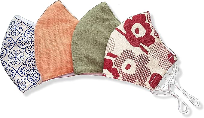 HOPE LOVE SHINE Face Mask Adjustable Filter Pocket Reusable Breathable Washable Cloth Mask Face Masks for Women Men - 4 Pack