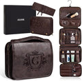 Hanging 3-in-1 Large Mens Toiletry Bag Travel Essentials Accessories Monogrammed Initial Gifts for Him, Coach Teacher Appreciation Retirement Gifts Shaving Bag for Toiletries Dark Brown G