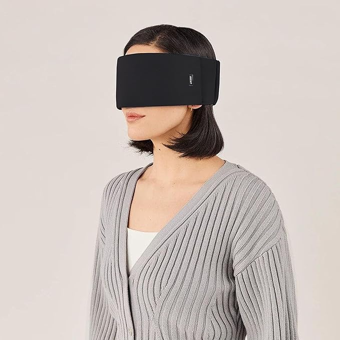 Away Sleep Mask - Premium Thermoregulating Eye Mask for Sleeping & Travel,100% Blackout, Soft, Contoured, Packable, Hidden Earplug Pocket, Navy Blue