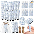 Qunclay 30 Sets Toile De Jouy Baby Shower Hand Cream and Lip Balm Gift Set Blue Chinoiserie Safari Animals Travel Size Hand Lotion Lip Balm Gifts Baby Bridal Shower Party Supplies for Guests