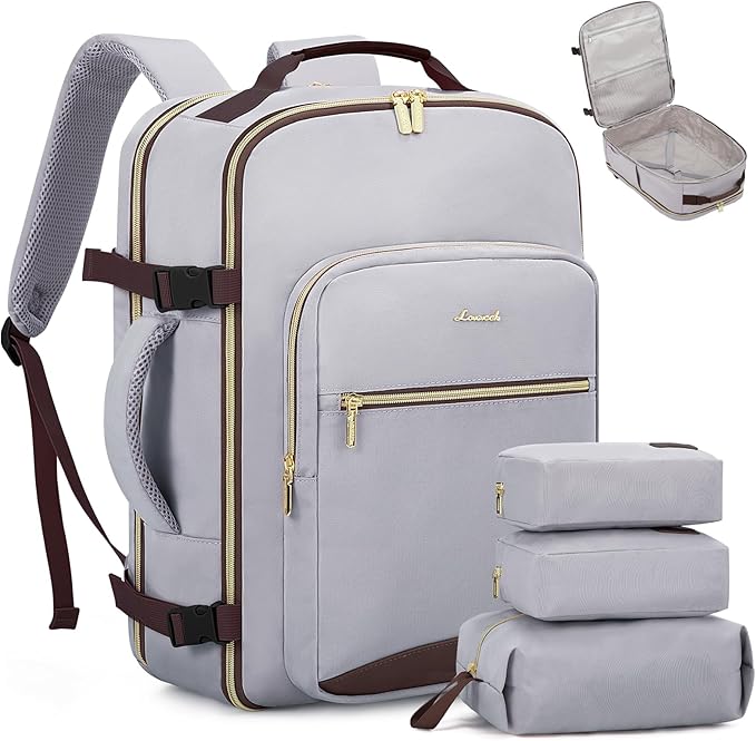 LOVEVOOK 40L Travel Backpack Flight Approved Carry on Backpack,3 Packing Cubes,Waterproof Personal Item Travel Bag,TSA Carry on Luggage Suitcase Travel Essentials,Gifts for Women & Men,fits 17" Laptop