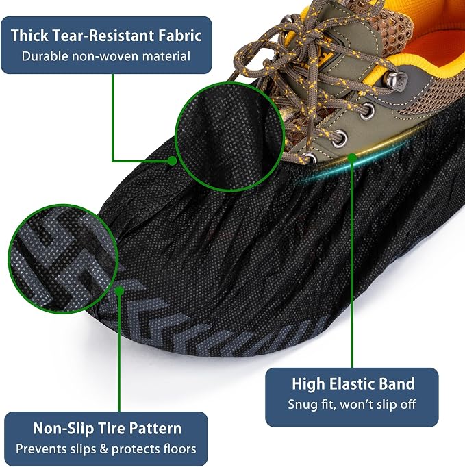 Disposable Shoe Covers Non Slip Waterproof -300 Pack XL Size Non Woven Boot Covers for Indoor Cleaning, Home, Contractors, Real Estate, Floor Protection, Durable Breathable Anti Skid Shoe Booties