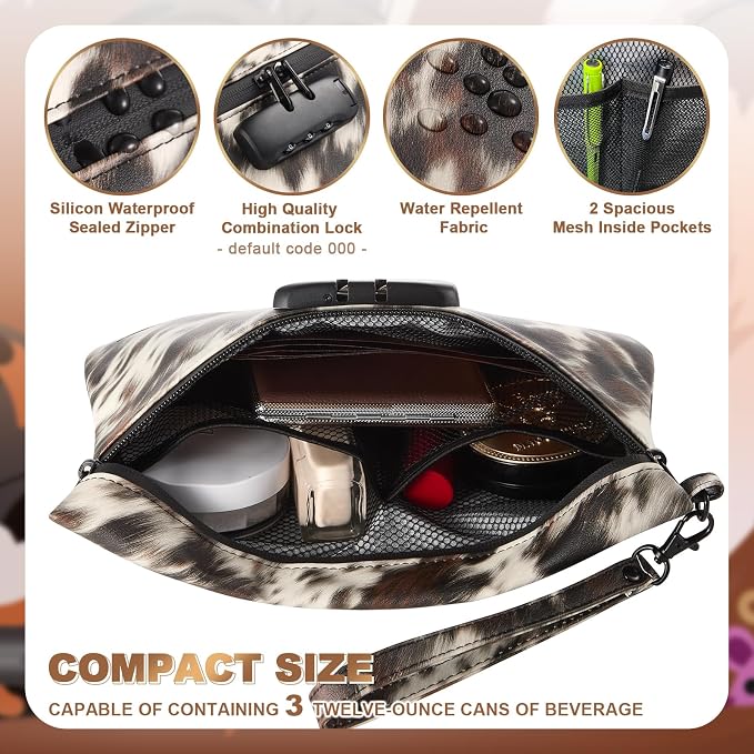 Storage Bag with Combination Lock and Accessories Carbon Lined Bag Container Travel Medicine Cosmetic Organizer Great Gifts for Women