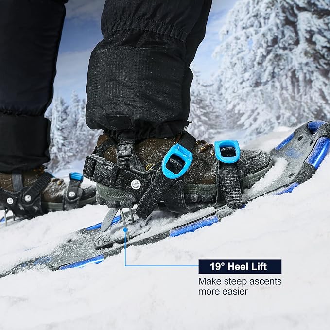 Odoland 21/25/30 Inch Snowshoes with Trekking Poles for Men Women Youth, Waterproof Snow Leg Gaiters and Carrying Bag, Lightweight Aluminum, Heel Lift, Snow Shoes Easy to Wear
