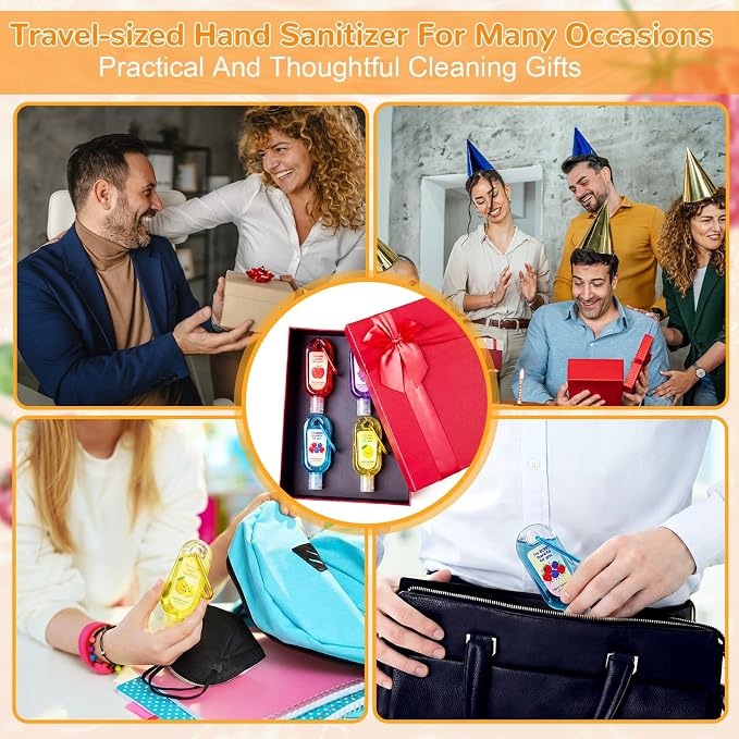 24 Pcs Funny Fruit Hand Sanitizer with Keychain Bulk Teacher Bact to School Gift Mini Travel Size Hand Sanitizer Gel 1oz with Clip Affirmation Pun Gift Women Coworker Nurse Friend Appreciation