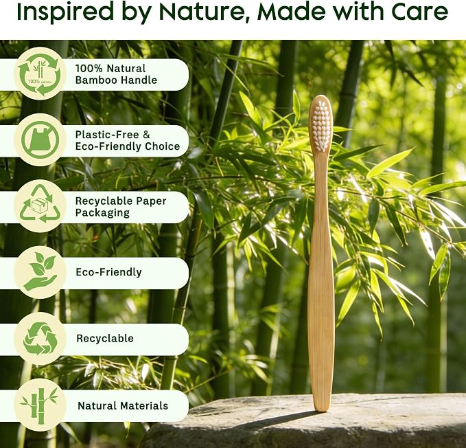 50 Pack Bamboo Toothbrushes Kit, Disposable Travel Toothbrushes with Toothpaste (6g), Individually Wrapped Guest Dental Kit for Hotel Amenities, Airbnb Hosts, Travel & Camping