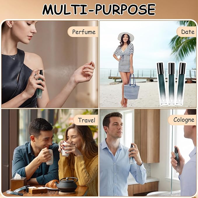 36 Pcs Glass Refillable Perfume Bottle Bulk 10ml Portable Travel Perfume Atomizer Refillable Empty Atomizer Sprayer Small Spray Bottles for Cologne Dispenser (Black Green)