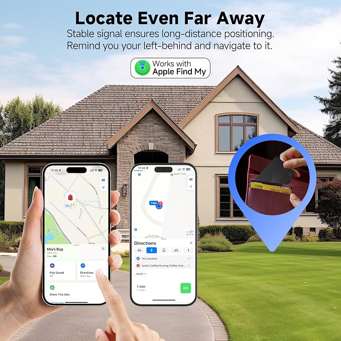 2026 [Apple MFi Certified] (iOS Only) Wallet Tracker Card, Rechargeable Thin Finder, Works with Apple Find My (iOS Only), Item Locator for Luggage Tags, Passports, Phone (Black, 2 Pack)