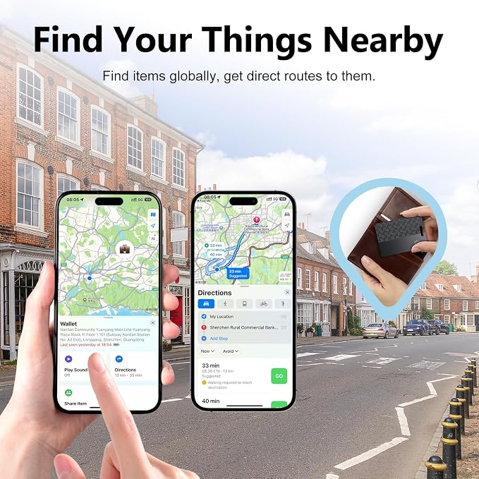 Ultra-Thin Wallet Tracker Card(iOS Only), Bluetooth Tracker Smart Card for Apple Find My iPhone Wallet GPS Tracker, Supports Wireless Charging, 10 Years Battery for Luggage, Wallets, Backpacks, Keys