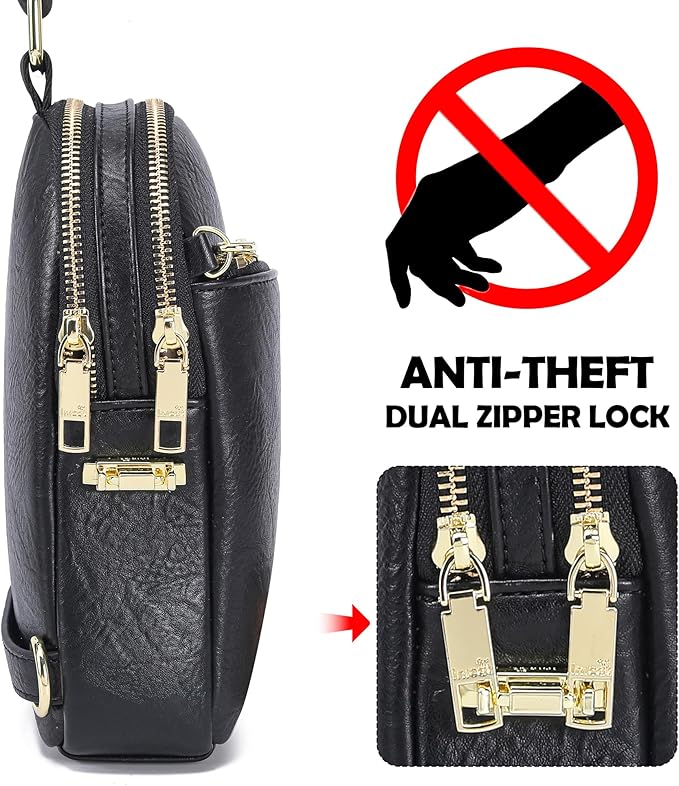 INICAT RFID Blocking Sling Bag, Anti Theft Crossbody Bag for Women Compact Travel Purses Vegan Leather