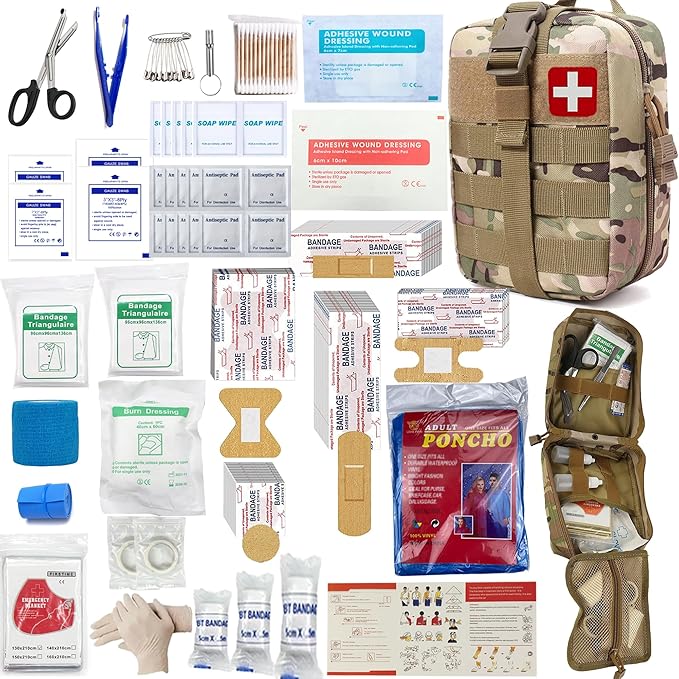 293Pcs/set - First Aid Kit Molle Pouches Emergency Survival Kit Suitable for Outdoor Activities, Home, School, Hiking, Car Travel and Camping - Quick Response First Aid Essentials (CP)