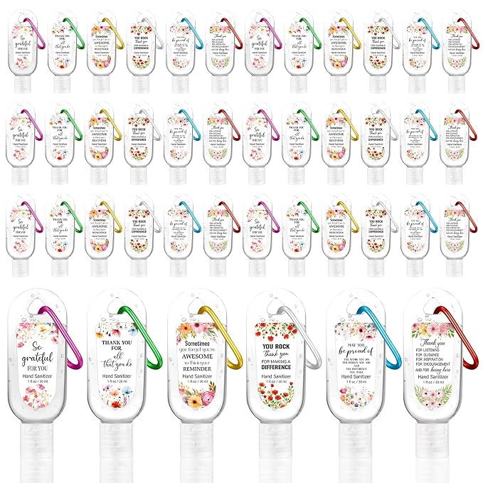 24 Pack Thank You Hand Sanitizer Keychain Bulk Mini Watermelon Hand Sanitizer Gel Scented 1oz Employee Appreciation Gift Bulk for Coworker Teachers Doctors Women Team Christmas Thanksgiving Party