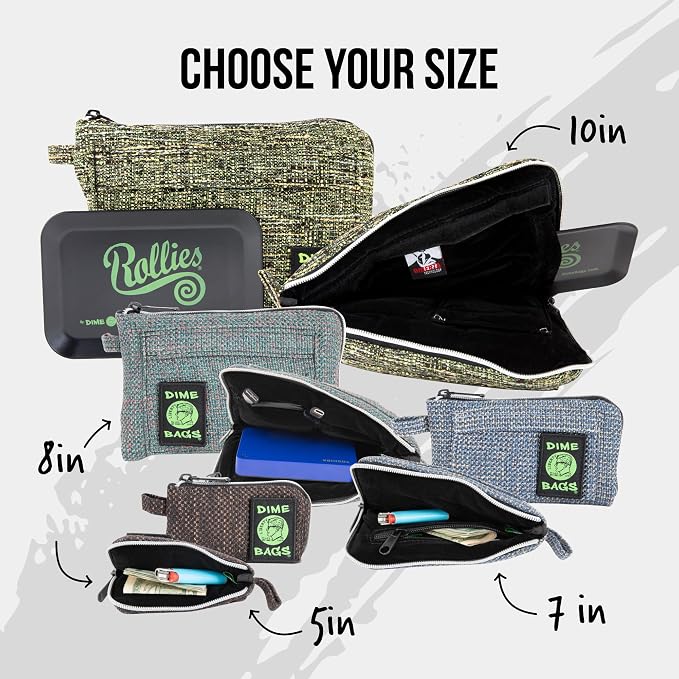 Dime Bags All-in-One Padded Pouch with Accessory Tray & Smell/Spill Proof Pocket, Protective Case for Glass Storage & Travel