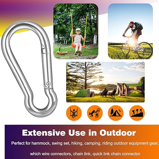 120PCS M5 Heavy Duty Carabiner Clip, 2Inch Snap Hook Quick Link Small Carabiner Clips,Spring Link Buckle for Fishing Camping Hammock Dog Leashes-220LBS Holding Capacity (Black)