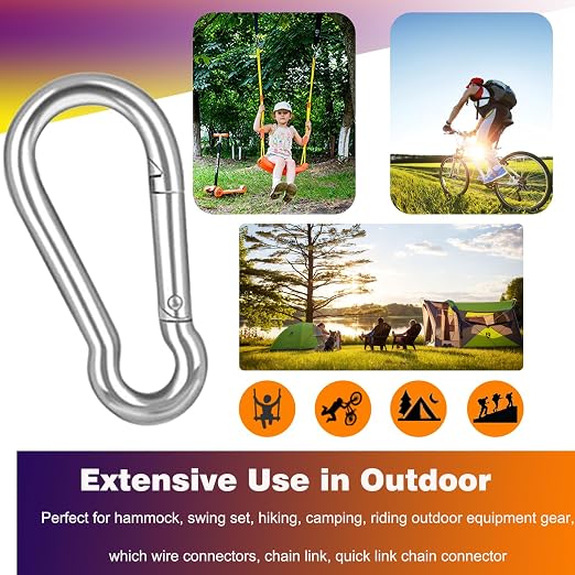 20PCS M4 Heavy Duty Carabiner Clip, 1.57Inch Snap Hook Quick Link Small Carabiner Clips,Spring Link Buckle for Fishing Camping Hammock Dog Leashes-110LBS Holding Capacity (Silver)