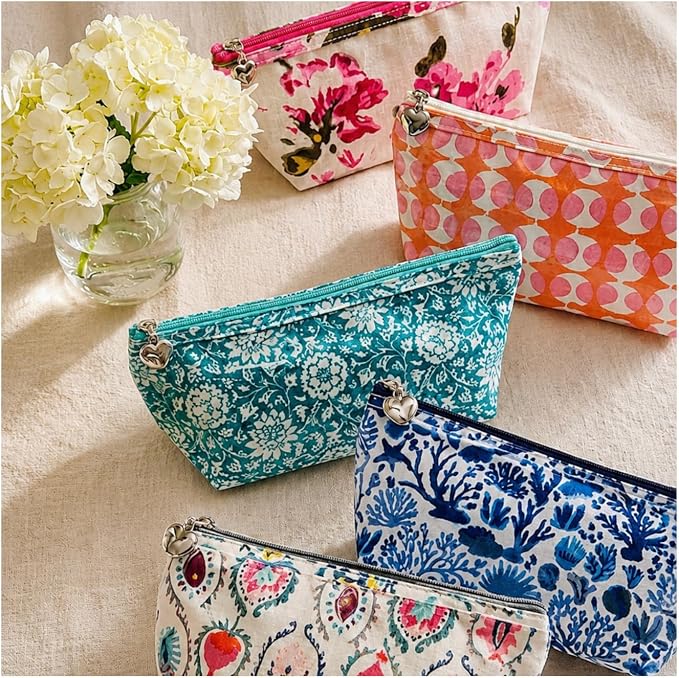 Jacaranda Living Extra Small Cosmetic Bag - Water-Resistant, PVC-Lined - Pineapple Garden