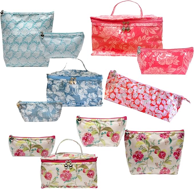 Jacaranda Living Extra Small Cosmetic Bag – Water-Resistant, PVC-Lined, Compact & Travel Ready Mini Make Up Bag, Easy to Clean – Pebble Polka Dot