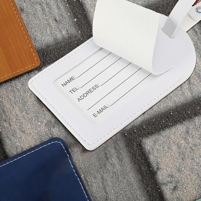 PATIKIL Leather Luggage Tag, 30 Pcs Luggage Tags Pu Bag Tags for Suitcases Airplane Travel Essentials, White