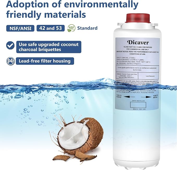 51300C Filters 9", Replacement for Elkay 51300C EWF3000 Filter NSF/ANSI 42 Certified, Compatible with Ezh2o Filter Replacement Bottle Stations,High Capacity 51300C 3000 Gallon (No Chip)