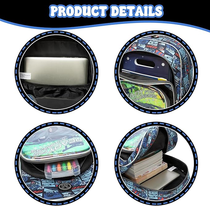 School Backpack for Boys Kids Backpack for Boys Primary School Daypack Schoolbag with Lunch Bag Pencil Case Lightweight Travel Bookbag for Kids Birthday Christmas Gift