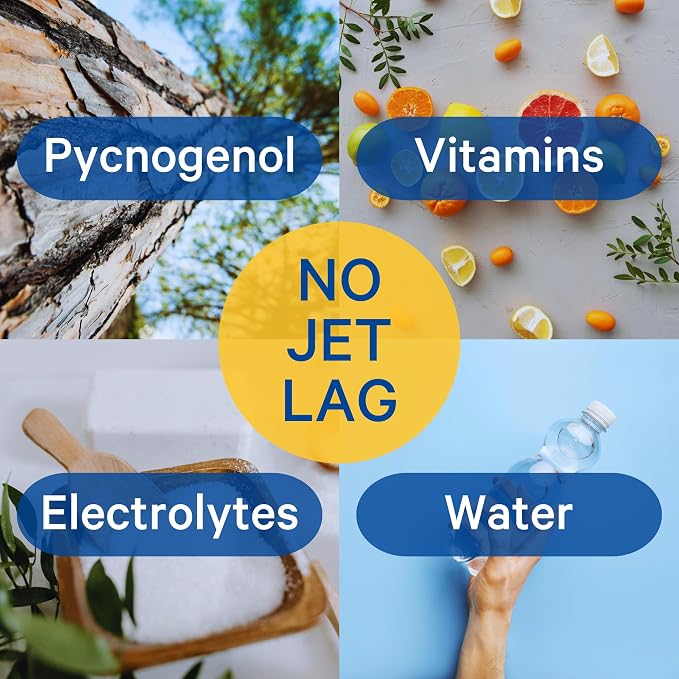 1ABOVE Jet Lag Relief Tablets - Citrus-Flavored Effervescent Multivitamin with Pycnogenol Travel Supplement for Hydration, Energy, Immune Support and Faster Recovery - Flight Essential, 20 Tablets