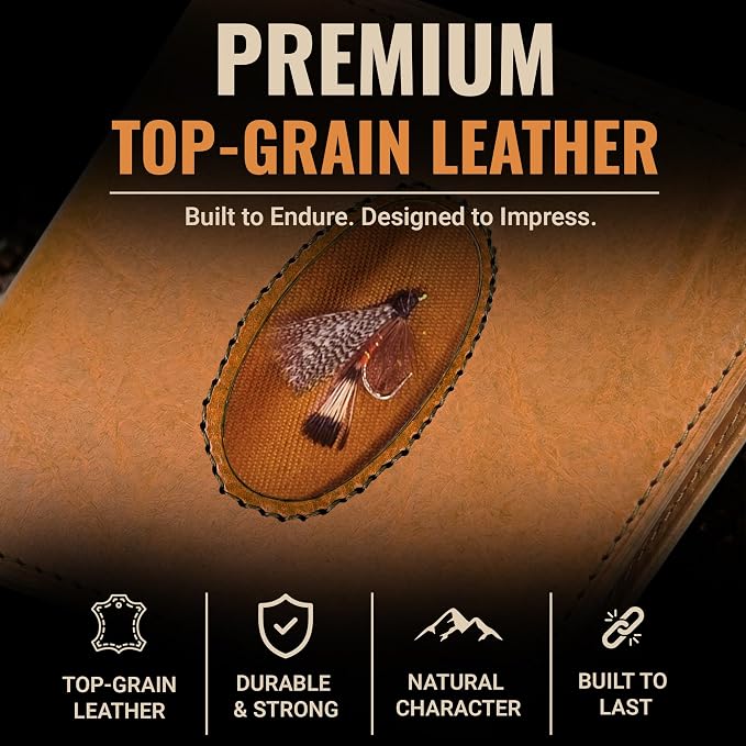 ROGUE WALLET Angler Front Pocket Wallet for Men - Slim, Compact Leather Card Holder with ID Window - Minimalist Front-Pocket Wallet for Cash, Cards & Travel Essentials (Tan)