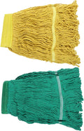 Unomor 2pcs Reusable Mop Replacement Ultra-Absorbent Cotton Yarn for Household Cleaning Washable Mop Refills for Corners Walls and Floors Fast-Drying Pads Yellow Green