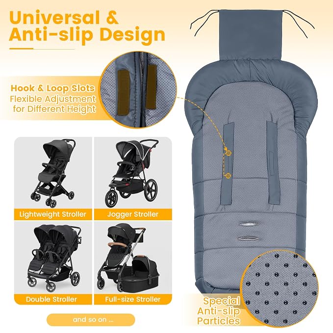 Orzbow Stroller Footmuff Universal - Weather-Proof Bunting Bag for Toddler, Warm Fleece Sleeping Bag for Cold Weather, Easily Attaches to Most Strollers, Baby Boys Girls Winter Essentials, Grey