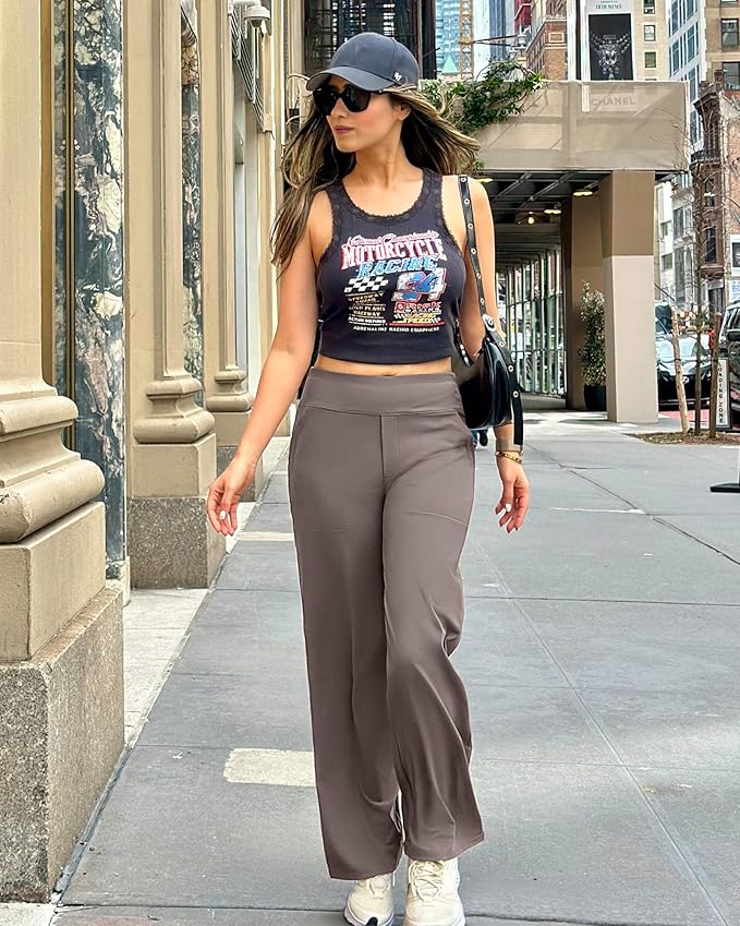 G4Free EverGoing Yoga Pants Women Wide Leg Pants with Pockets High Waist Stretch Dress Casual Sweatpants Petite/Regular/Tall