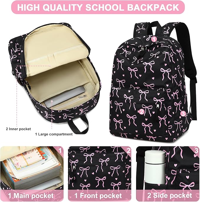 LEDAOU Backpack for Girls School Bag Kids Bookbag Teen Backpack Set Daypack with Lunch Bag and Pencil Case | Kids, Bookbag, Daypack, with Lunch Bag, and Pencil Case