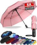 TUMELLA Strongest Windproof Travel Umbrella (Compact, 100MPH Wind-Tested), Light, Portable, One-Handed Use, Automatic Folding Rain Umbrella, Durable, Premium Grip, Fits Car & Backpack