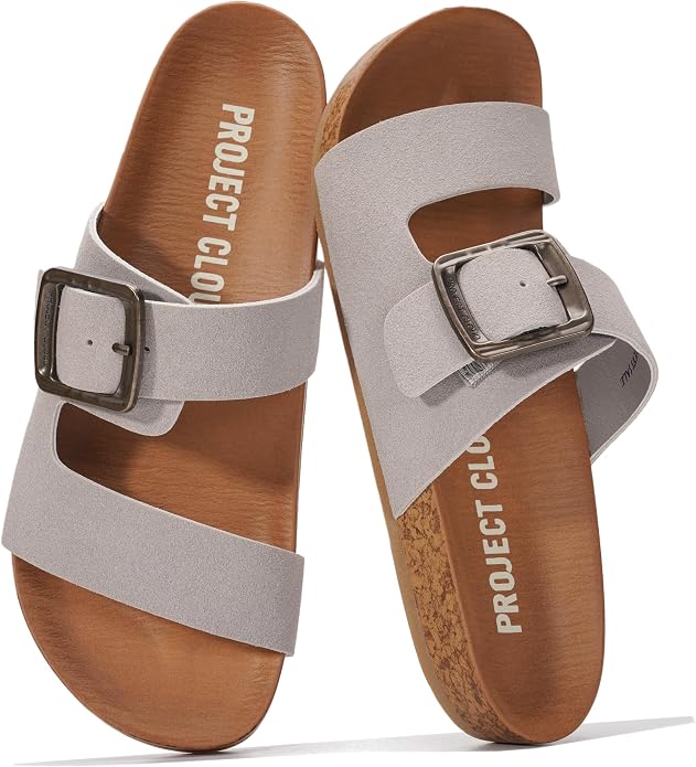 Project Cloud Womens Sandals - Adjustable Buckle Sandals for Women 2026 with Plush Insole - Lightweight & Non Slip Slides for Women Footwear