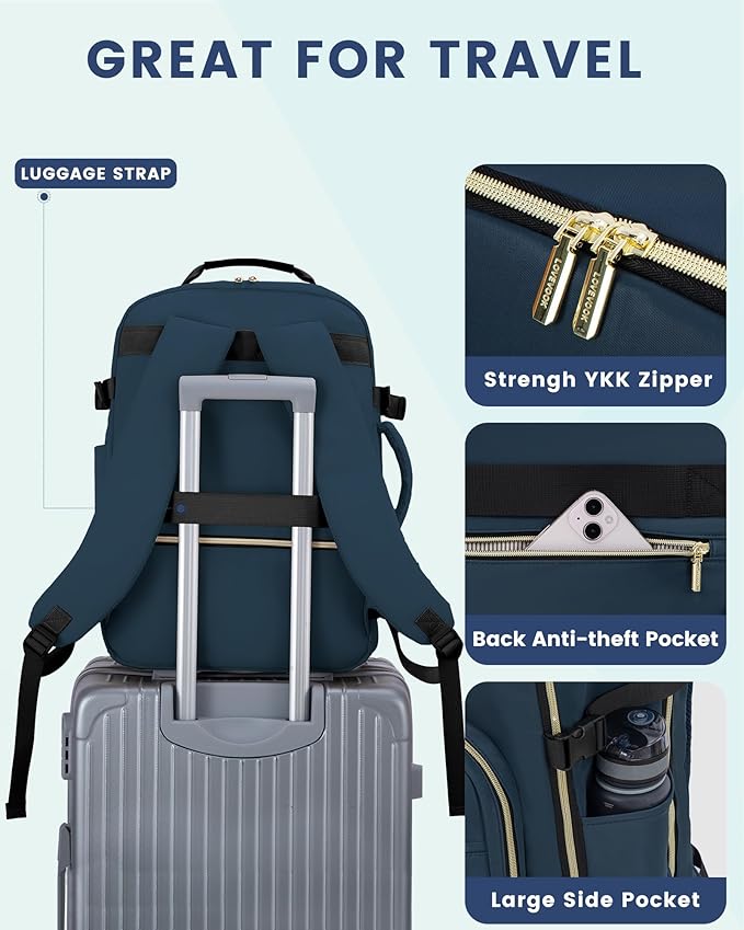 LOVEVOOK 40L Travel Backpack Flight Approved Carry on Backpack,3 Packing Cubes,Waterproof Personal Item Travel Bag,TSA Carry on Luggage Suitcase Travel Essentials,Gifts for Women & Men,fits 17" Laptop