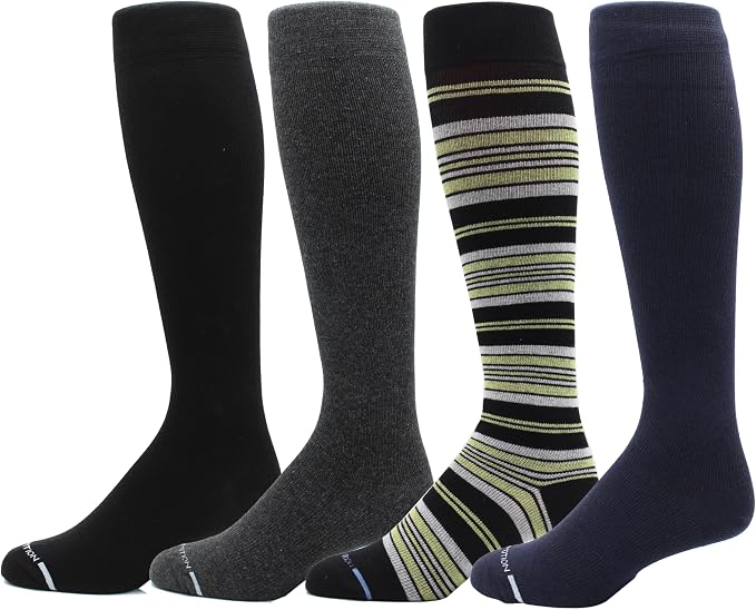 Dr. Motion 4 Pairs Men's Athletic Traveler Graduated Compression Knee High Socks