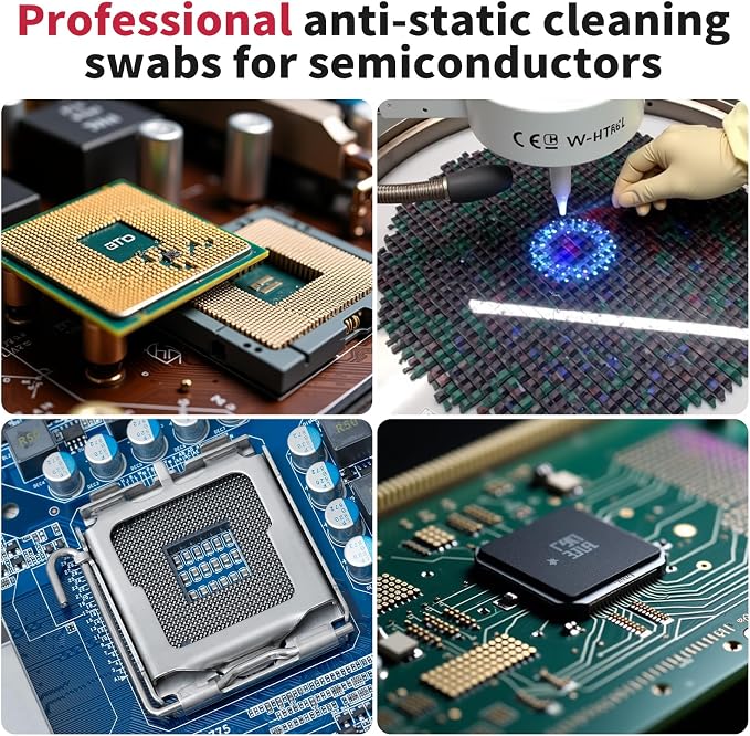 ESD Professional Stainless Steel Gel Swab Sticks for Cleaning Camera Lenses, sensors, PCB, SMT, semiconductors and Electrostatic Sensitive Equipment. (Transparent-100Packs, High Viscosity)