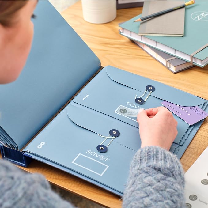The Folio® If I Die Binder Organizer with Labels by Savor | Acid-Free Important Document Organizer with 10 Pockets, Document Holder for Birth Certificate, Wills, and Investment Plans (Slate)