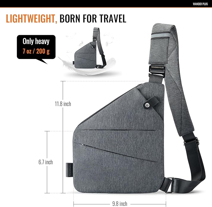 WANDER PLUS® Anti Theft Crossbody Bag, Shoulder Bag Anti-theft Design for Travel, Sport, Work