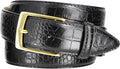 Genuine Full-Grain Cowhide Leather Dress Belt Solid Brass Gold Buckle 1-3/8'' or 1" Wide