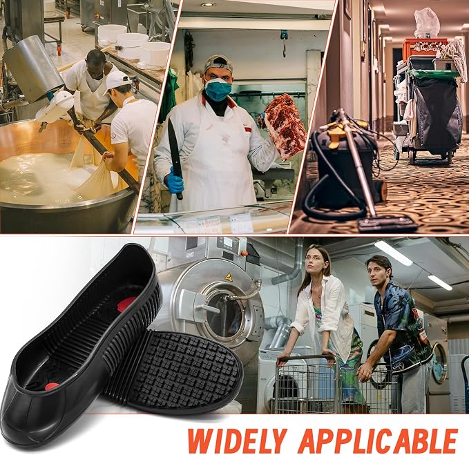 LG01 Crews Crew Guard Fuel oil Resistant (FO) Shoe Covers- CE/ASTM Anti-slip & Waterproof Rubber Overshoes for Work, Non-Slip Safety Protectors for Kitchen/Medical (Black, L(US Women 7-8.5 | Men 6-8）)