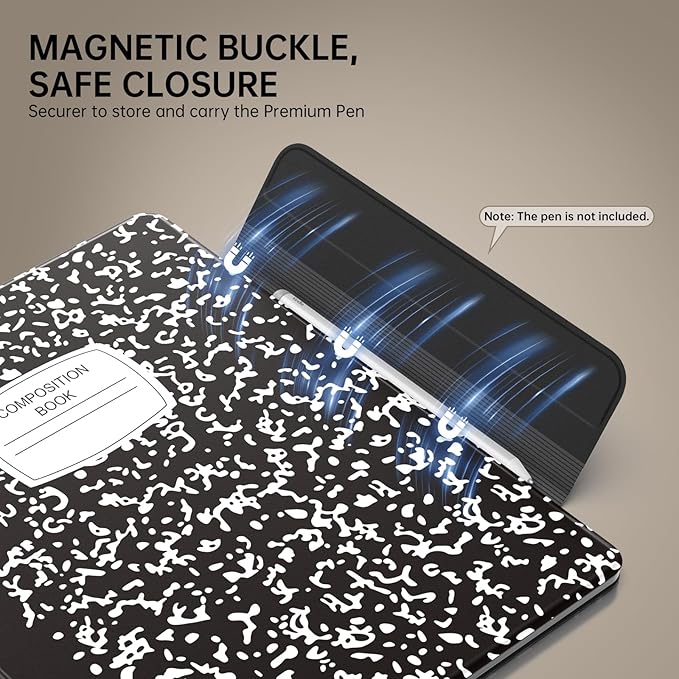 MoKo Magnetic Case for All-New 11" Kindle Scribe 2025(3rd Generation) & Kindle Scribe Colorsoft 2025(1st Gen) - Slim Folio Premium PU Leather Cover with Pen Clasp & Auto Sleep Wake, Notebook Black