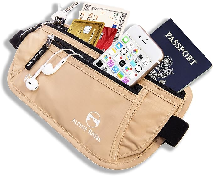 Travel Money Belt - RFID Blocking Hidden Wallet with 7 RFID Sleeves