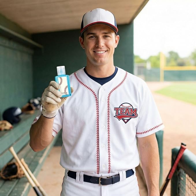 Frienda 48 Pack Baseball Party Favors Set 24 Pcs Mini Hand Sanitizers and 24 Pcs Keychain Holders Travel Size Sanitizers for Baseball Players Coaches Fans Gifts for Team Sports Party Supplies
